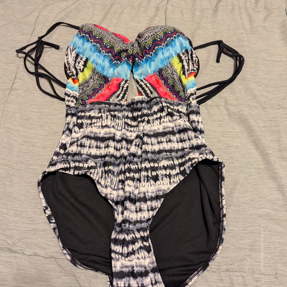 Colorful Patterned One-Piece Swimsuit No Boundaries Brand